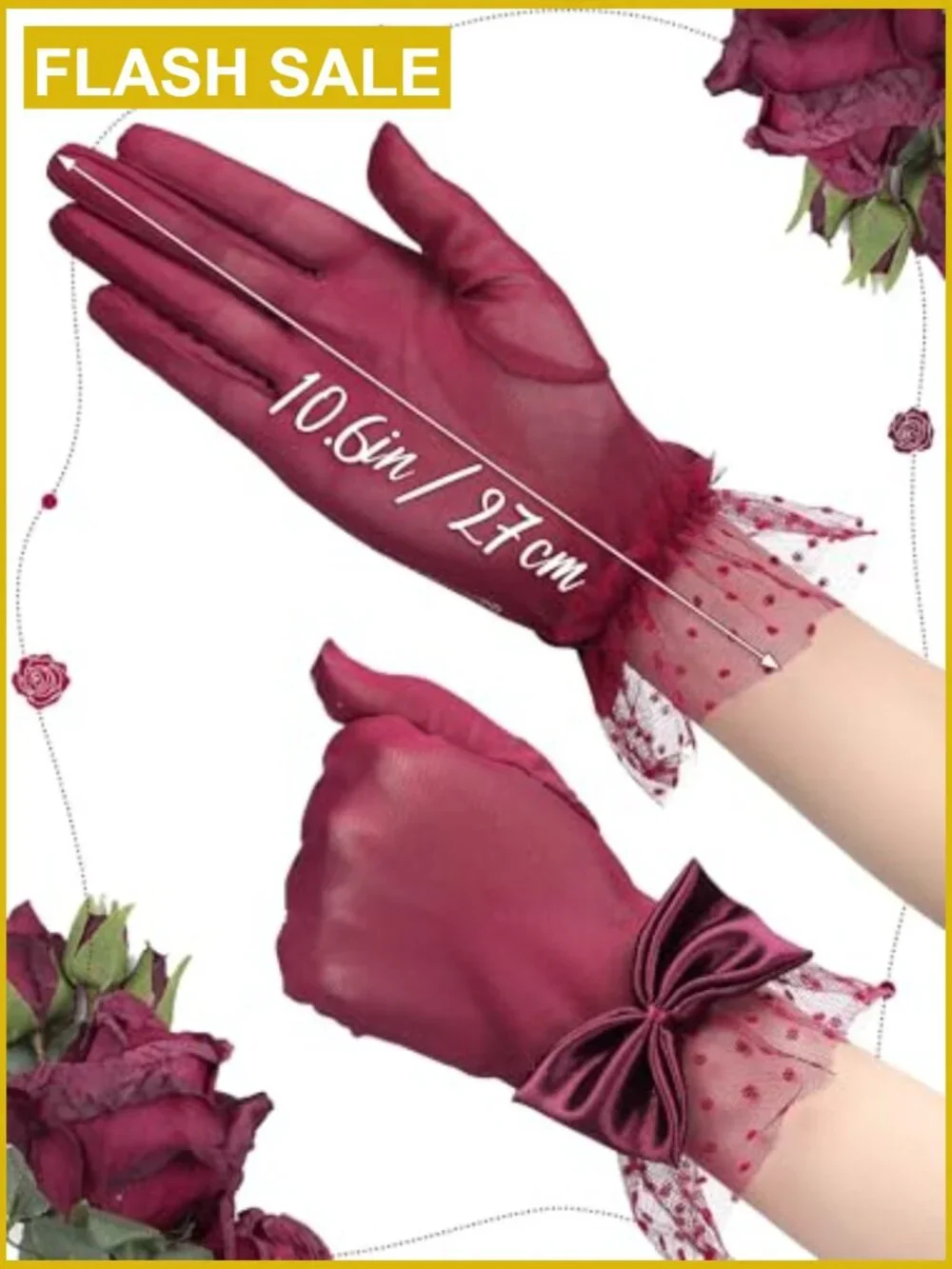 Lace Gloves for Women Tea Party Wedding Accessories Short Bow Elegant Opera